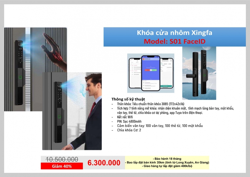 KHÓA ID CỬA NHÔM - S01 FaceID