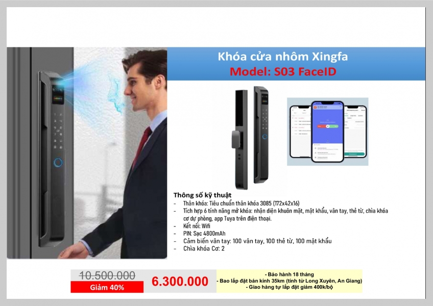 KHÓA ID CỬA NHÔM - S03 FaceID