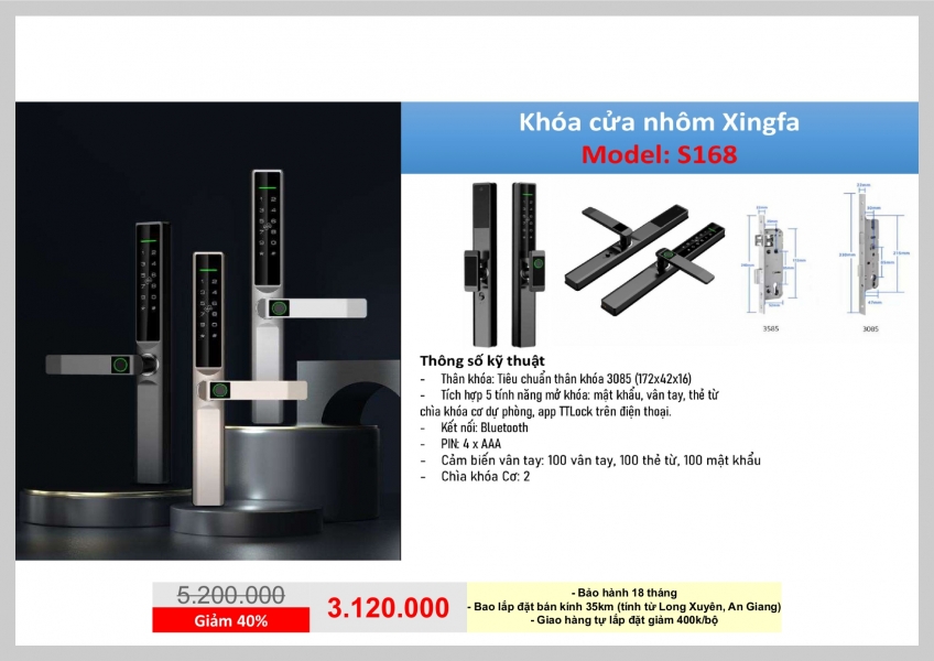 KHÓA ID CỬA NHÔM - S168