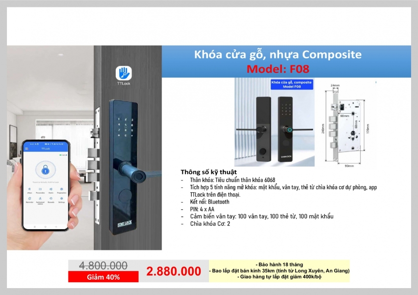 KHÓA ID CỬA NHỰA - F08